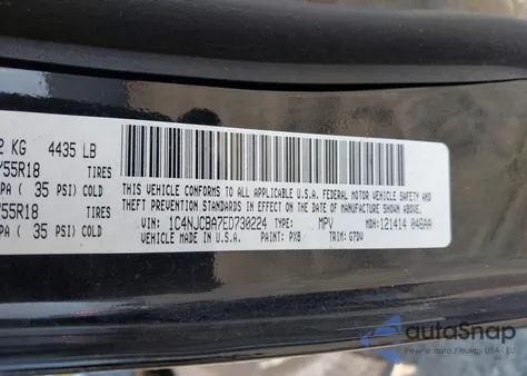 2014 Jeep Compass Sport from USA, damaged, VIN 1C4NJCBA7ED730224